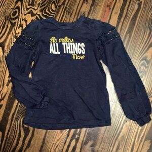 Black long puff sleeve Girls 10/12 shirt with custom embroidery